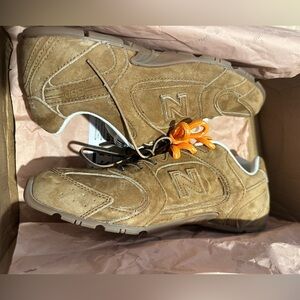 Miu Miu Tan Sneakers with Orange Laces